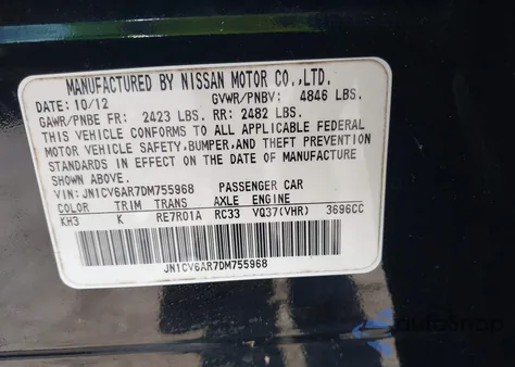 2013 Infiniti G37 z USA, uszkodzony, nr VIN JN1CV6AR7DM755968